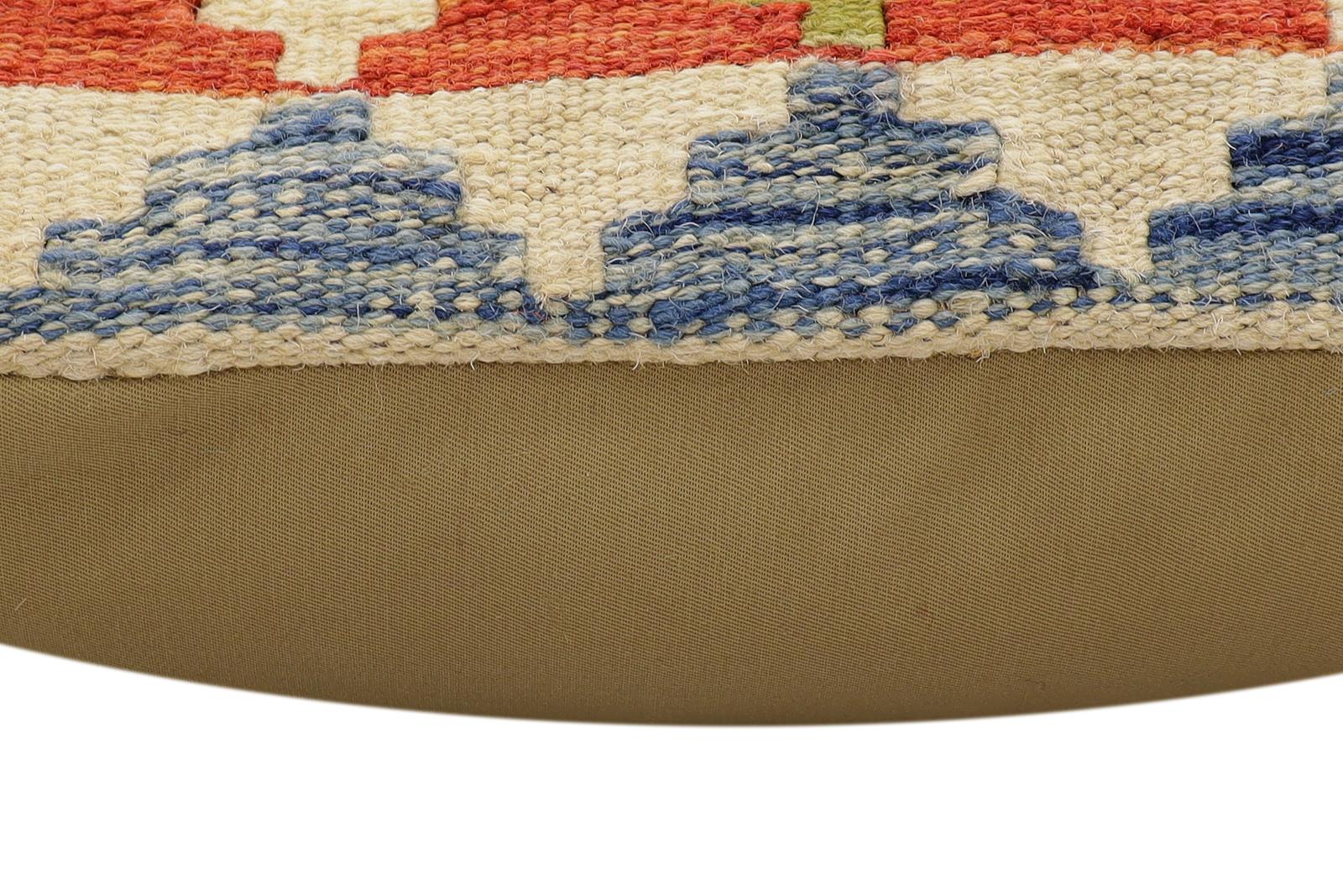 handmade Traditional Pillow Rust Blue Hand-Woven SQUARE 100% WOOL Hand woven turkish pillow2 x 2