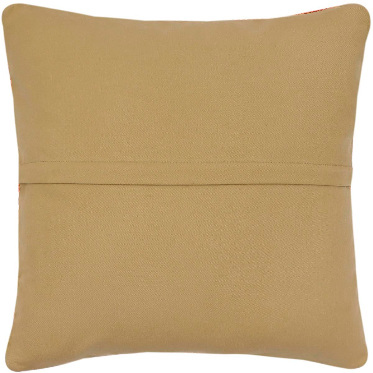 handmade Traditional Pillow Rust Blue Hand-Woven SQUARE 100% WOOL  Hand woven turkish pillow  2 x 2
