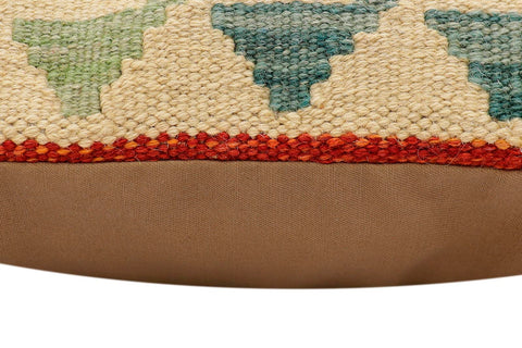 handmade Traditional Pillow Rust Blue Hand-Woven SQUARE 100% WOOL  Hand woven turkish pillow  2 x 2