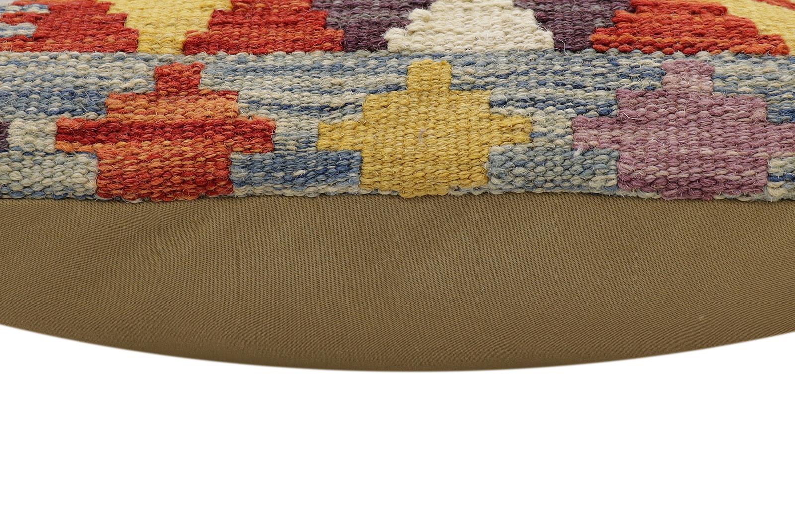 handmade Traditional Pillow Blue Rust Hand-Woven SQUARE 100% WOOL Hand woven turkish pillow2 x 2