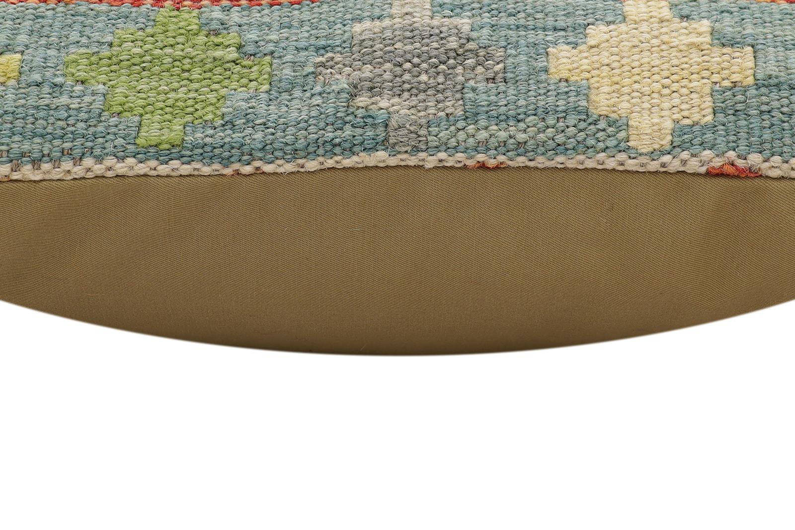 handmade Traditional Pillow Rust Blue Hand-Woven SQUARE 100% WOOL Hand woven turkish pillow2 x 2