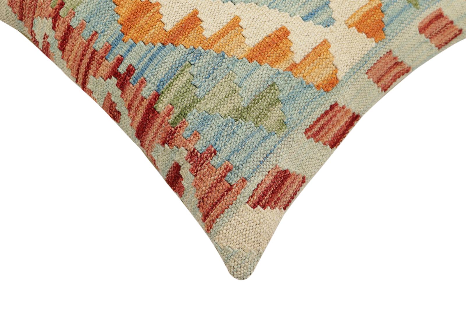 handmade Traditional Pillow Red Blue Hand-Woven SQUARE 100% WOOL Hand woven turkish pillow2 x 2