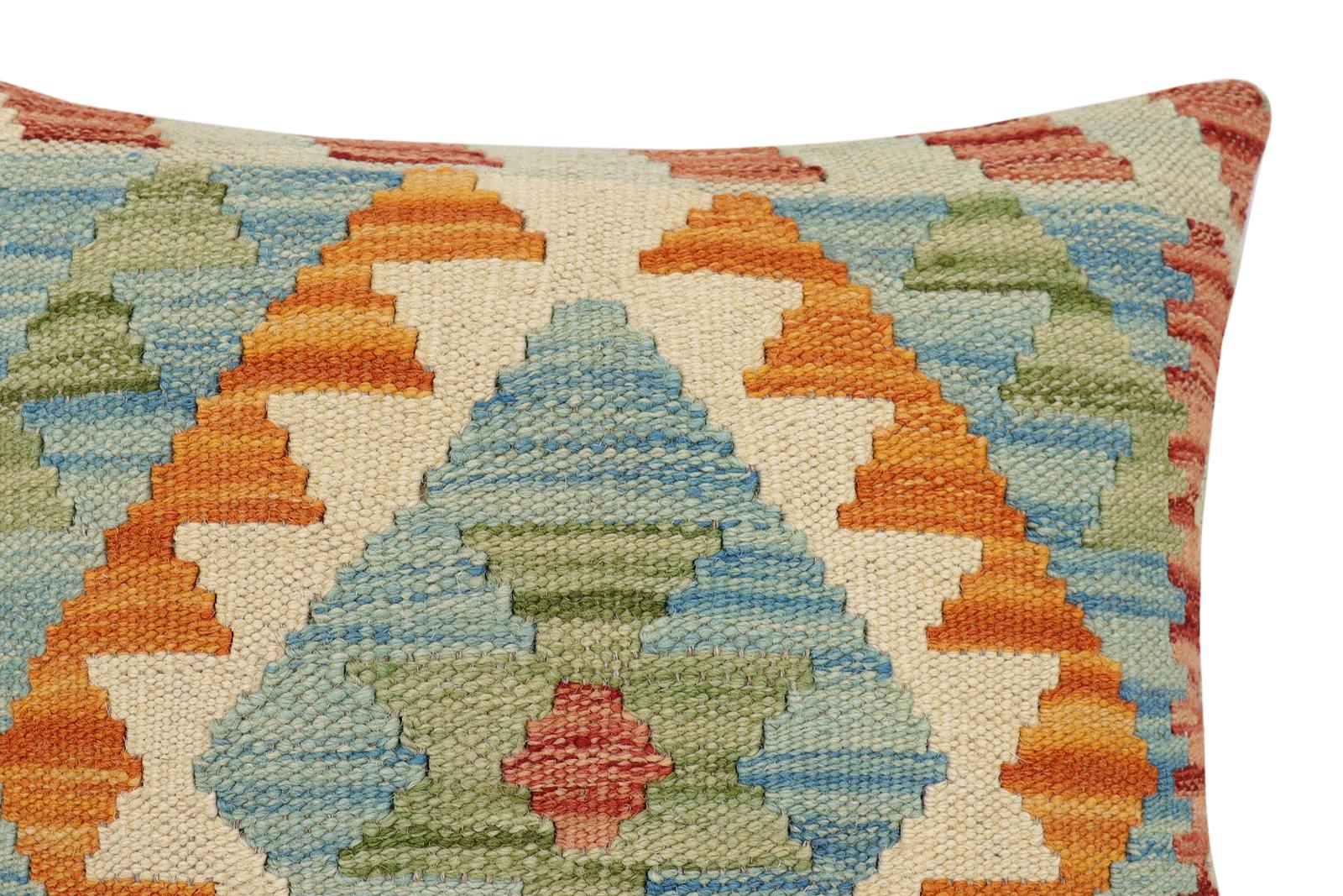 handmade Traditional Pillow Red Blue Hand-Woven SQUARE 100% WOOL Hand woven turkish pillow2 x 2