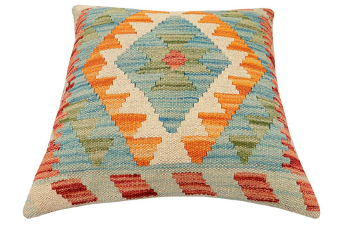 handmade Traditional Pillow Red Blue Hand-Woven SQUARE 100% WOOL Hand woven turkish pillow2 x 2