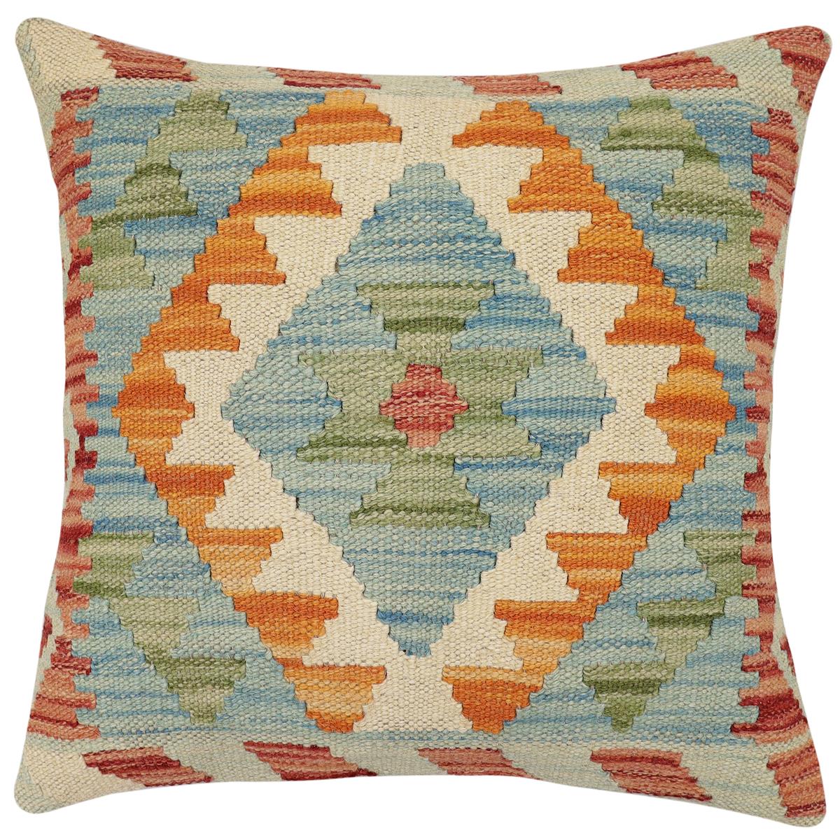 handmade Traditional Pillow Red Blue Hand-Woven SQUARE 100% WOOL Hand woven turkish pillow2 x 2