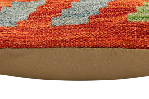 handmade Traditional Pillow Rust Blue Hand-Woven SQUARE 100% WOOL  Hand woven turkish pillow  2 x 2