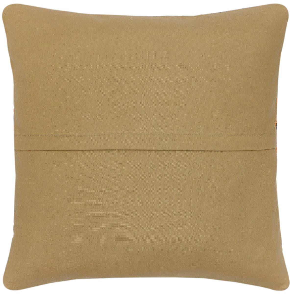 handmade Traditional Pillow Rust Blue Hand-Woven SQUARE 100% WOOL  Hand woven turkish pillow  2 x 2