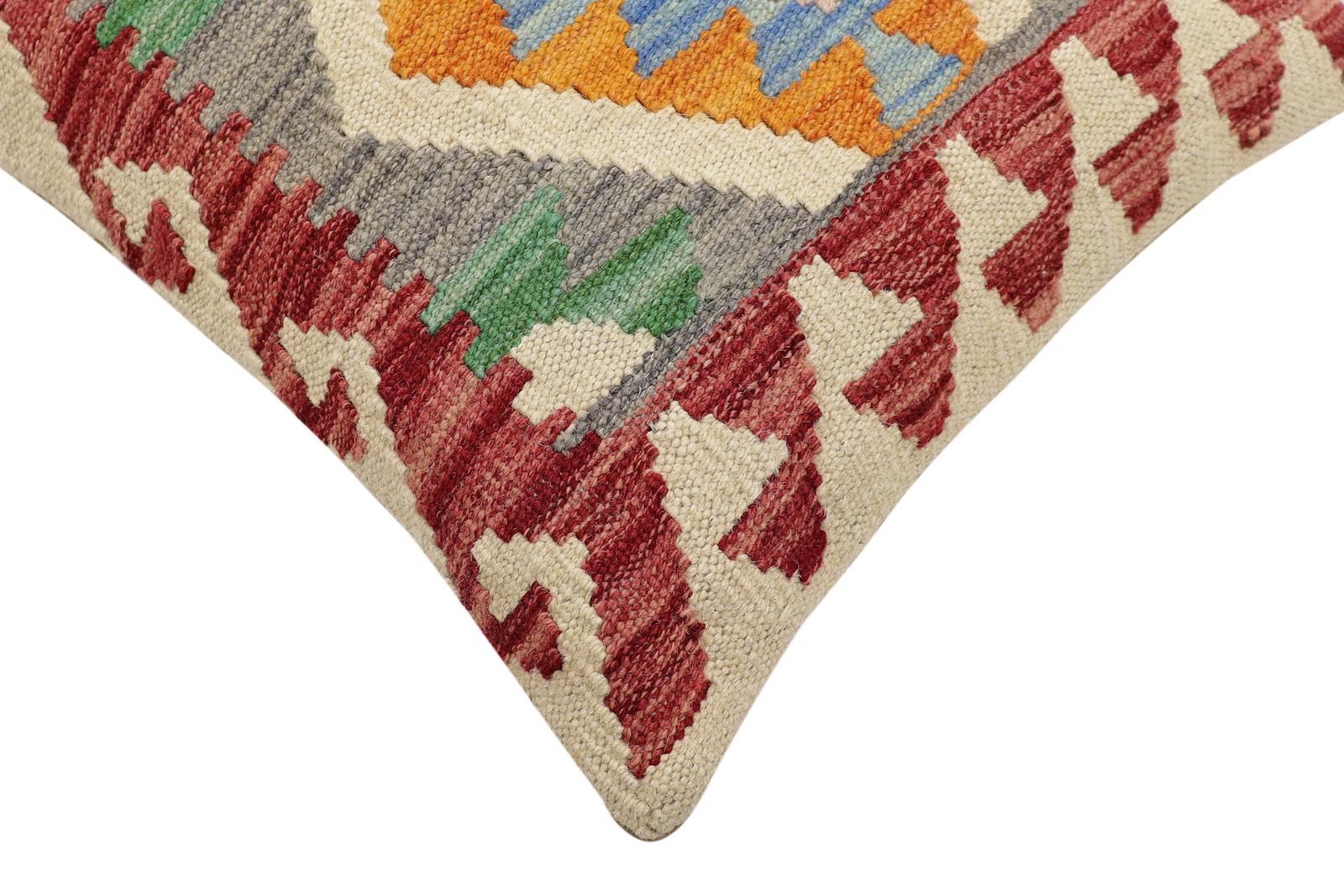 handmade Traditional Pillow Red Blue Hand-Woven SQUARE 100% WOOL Hand woven turkish pillow2 x 2