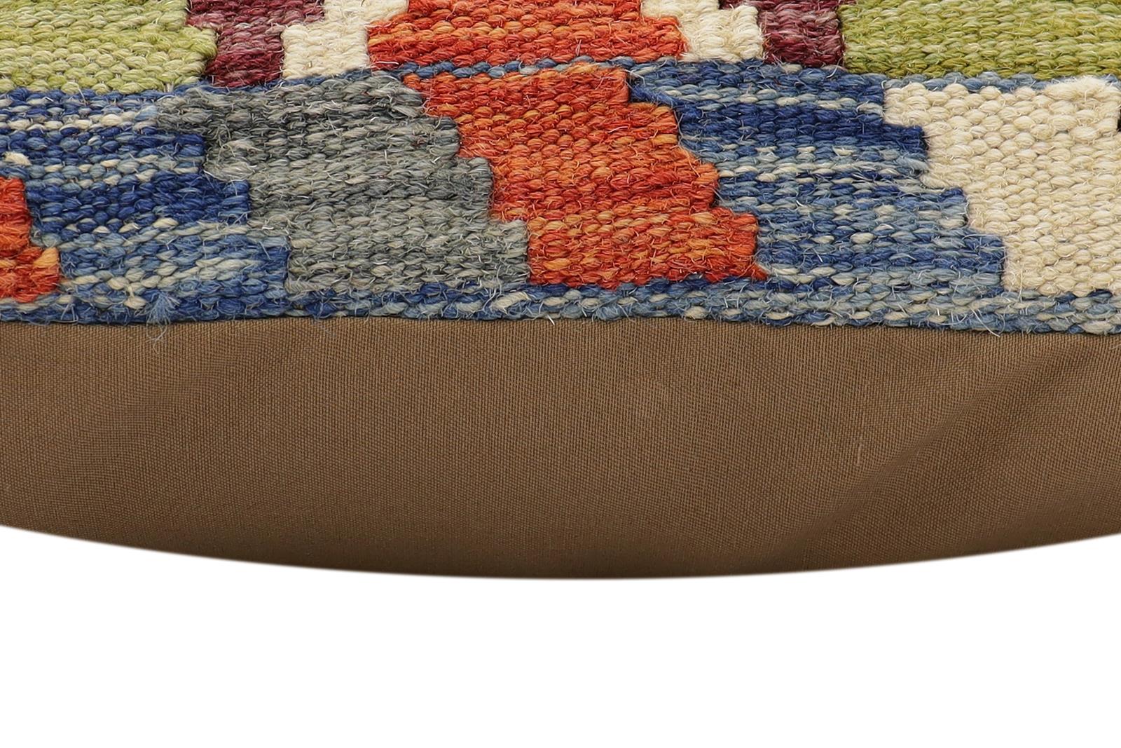 handmade Traditional Pillow Rust Blue Hand-Woven SQUARE 100% WOOL Hand woven turkish pillow2 x 2