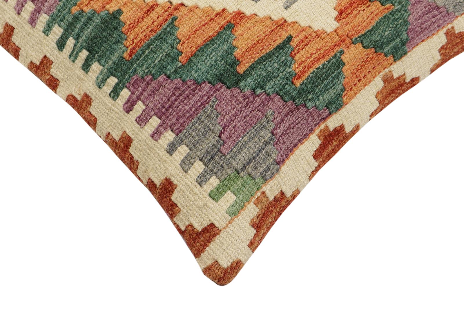 handmade Traditional Pillow Rust Gray Hand-Woven SQUARE 100% WOOL Hand woven turkish pillow2 x 2