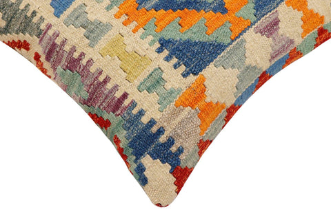 handmade Traditional Pillow Rust Blue Hand-Woven SQUARE 100% WOOL  Hand woven turkish pillow  2 x 2