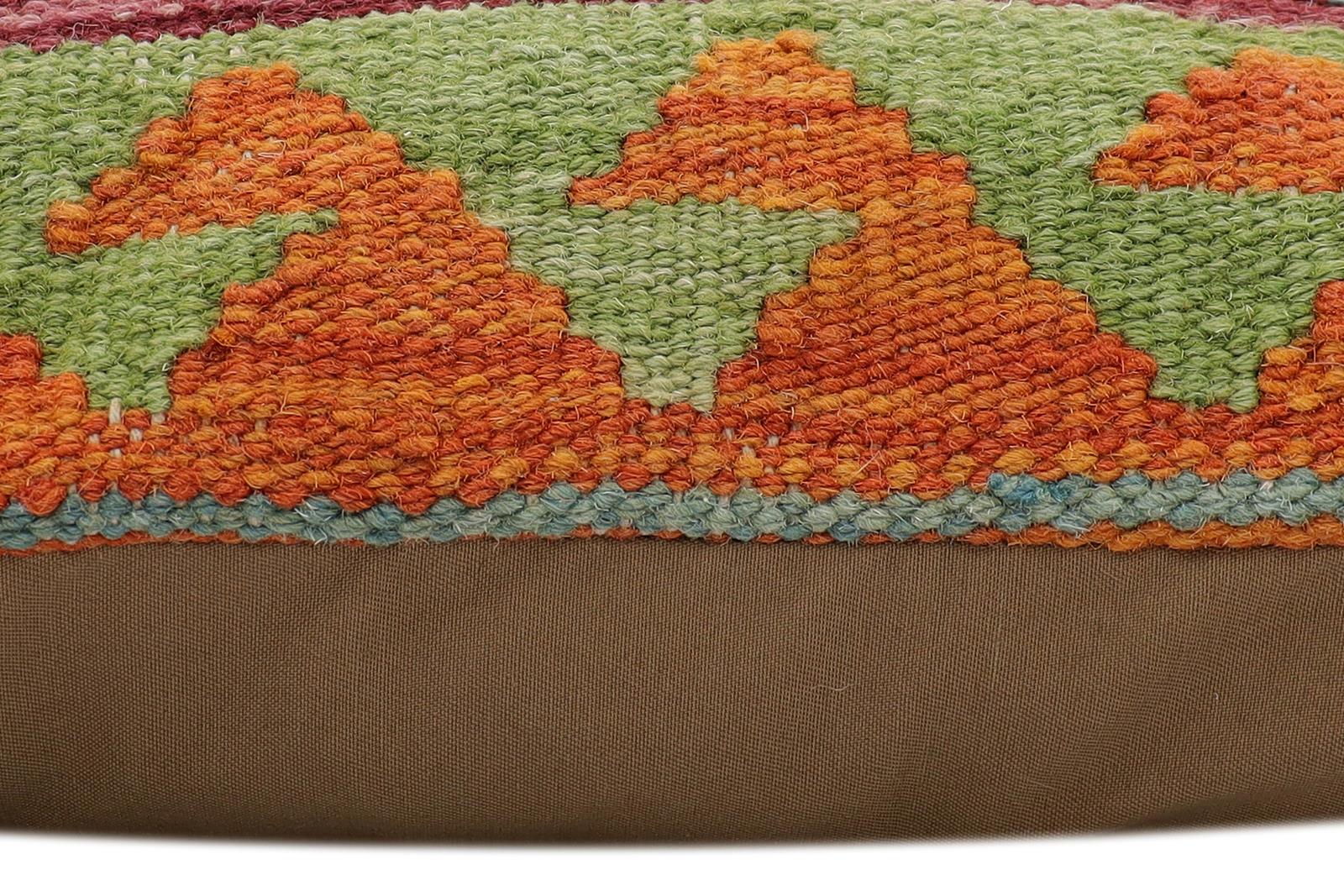 handmade Traditional Pillow Rust Blue Hand-Woven SQUARE 100% WOOL Hand woven turkish pillow2 x 2