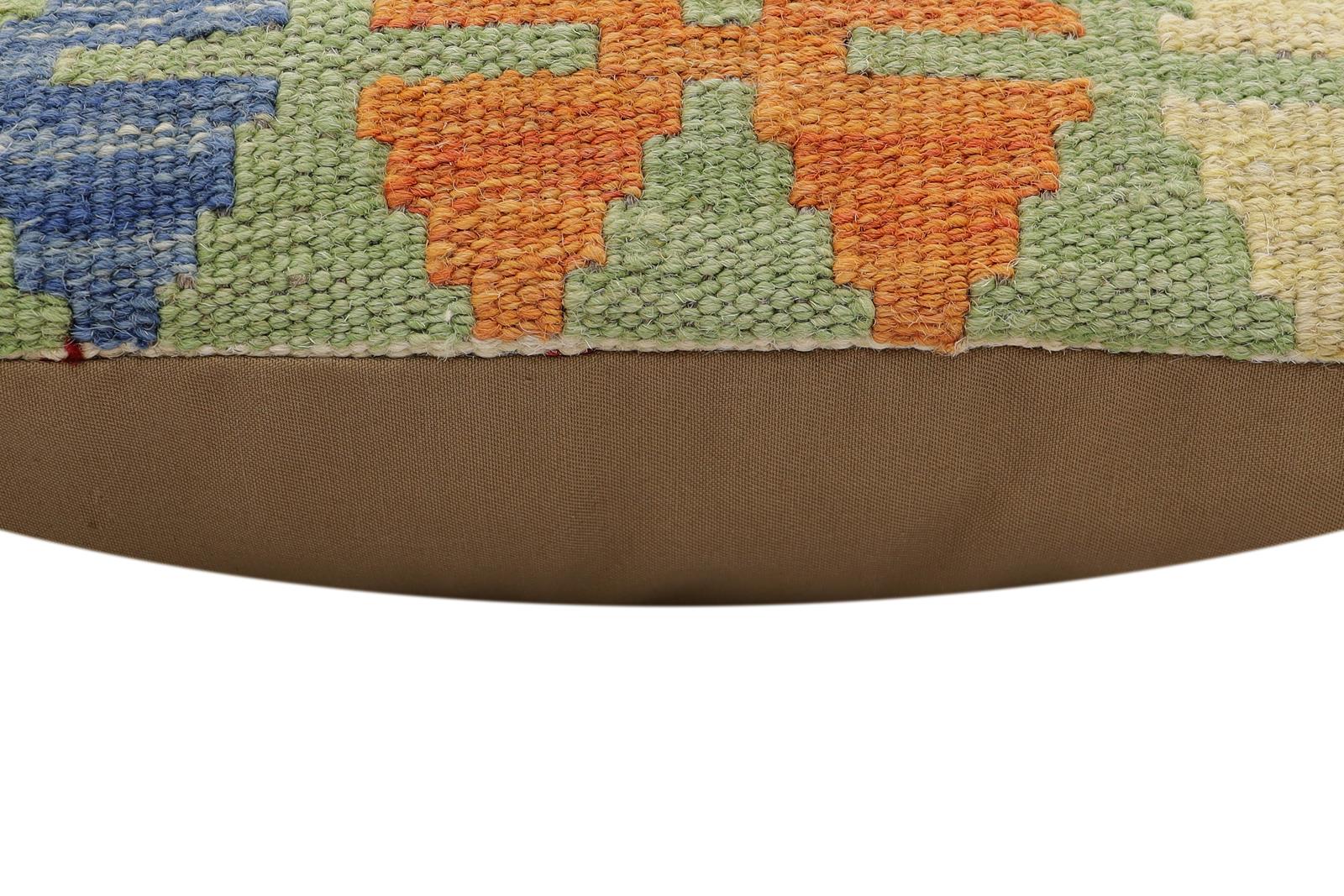 handmade Traditional Pillow Rust Blue Hand-Woven SQUARE 100% WOOL Hand woven turkish pillow2 x 2