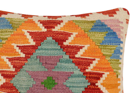 handmade Traditional Pillow Rust Blue Hand-Woven SQUARE 100% WOOL  Hand woven turkish pillow  2 x 2