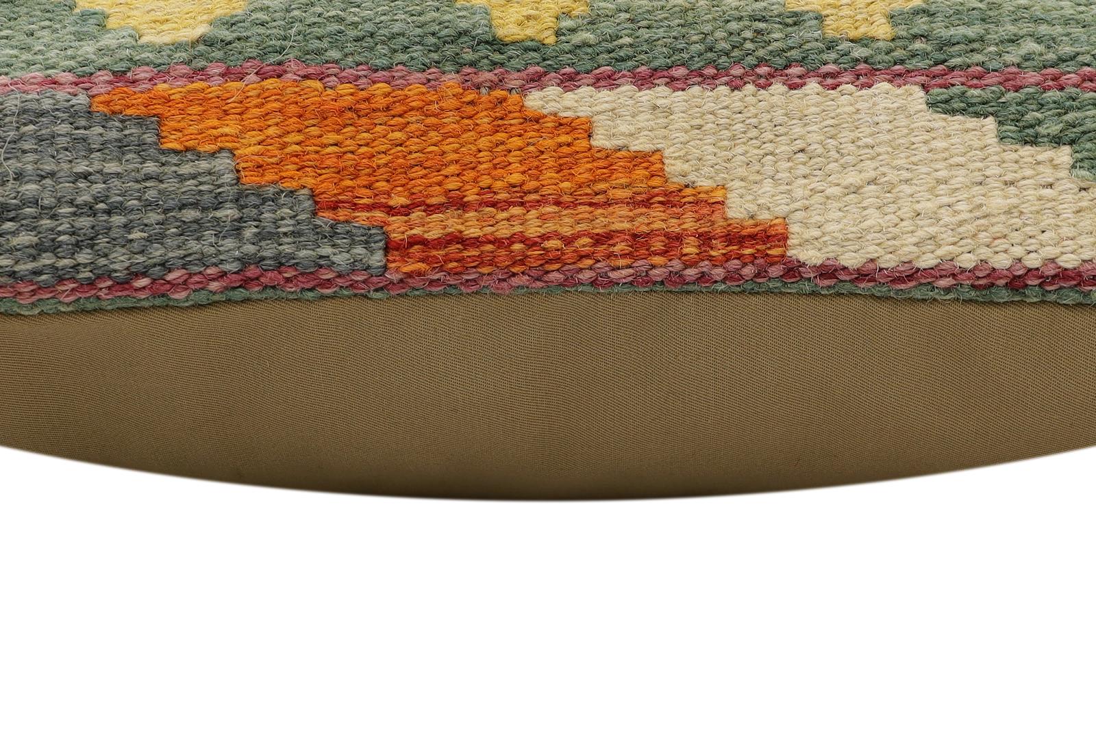 handmade Traditional Pillow Rust Blue Hand-Woven SQUARE 100% WOOL Hand woven turkish pillow2 x 2