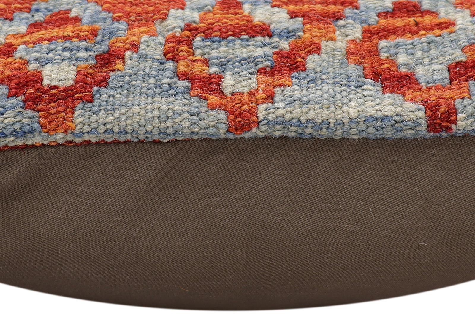 handmade Traditional Pillow Rust Blue Hand-Woven SQUARE 100% WOOL Hand woven turkish pillow2 x 2