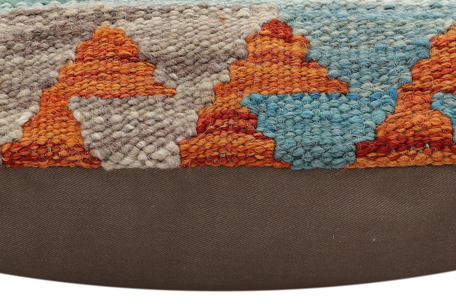 handmade Traditional Pillow Rust Blue Hand-Woven SQUARE 100% WOOL Hand woven turkish pillow2 x 2