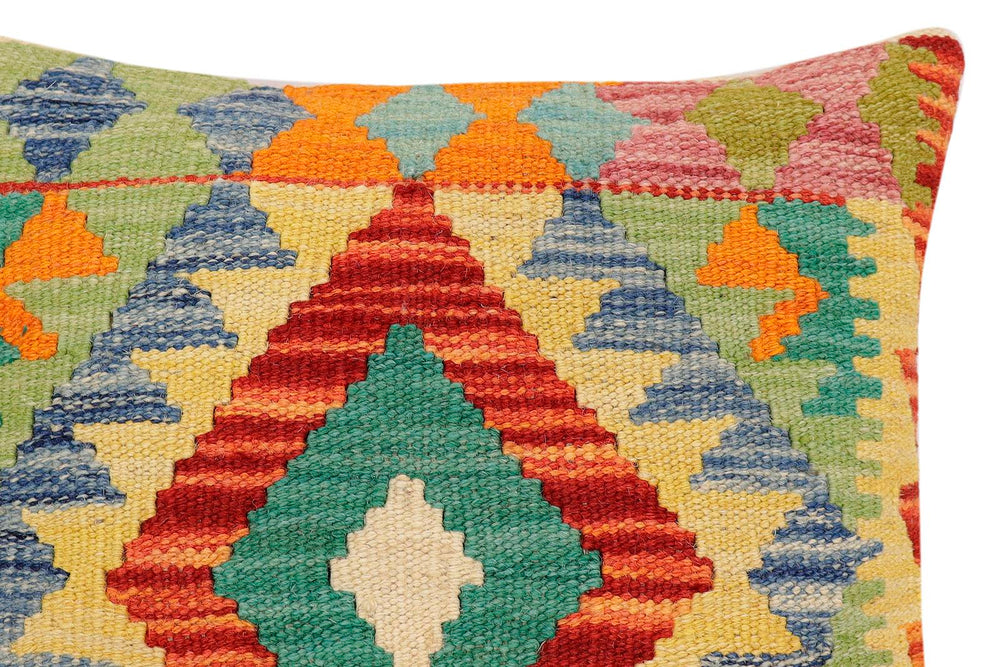 handmade Traditional Pillow Rust Blue Hand-Woven SQUARE 100% WOOL  Hand woven turkish pillow  2 x 2