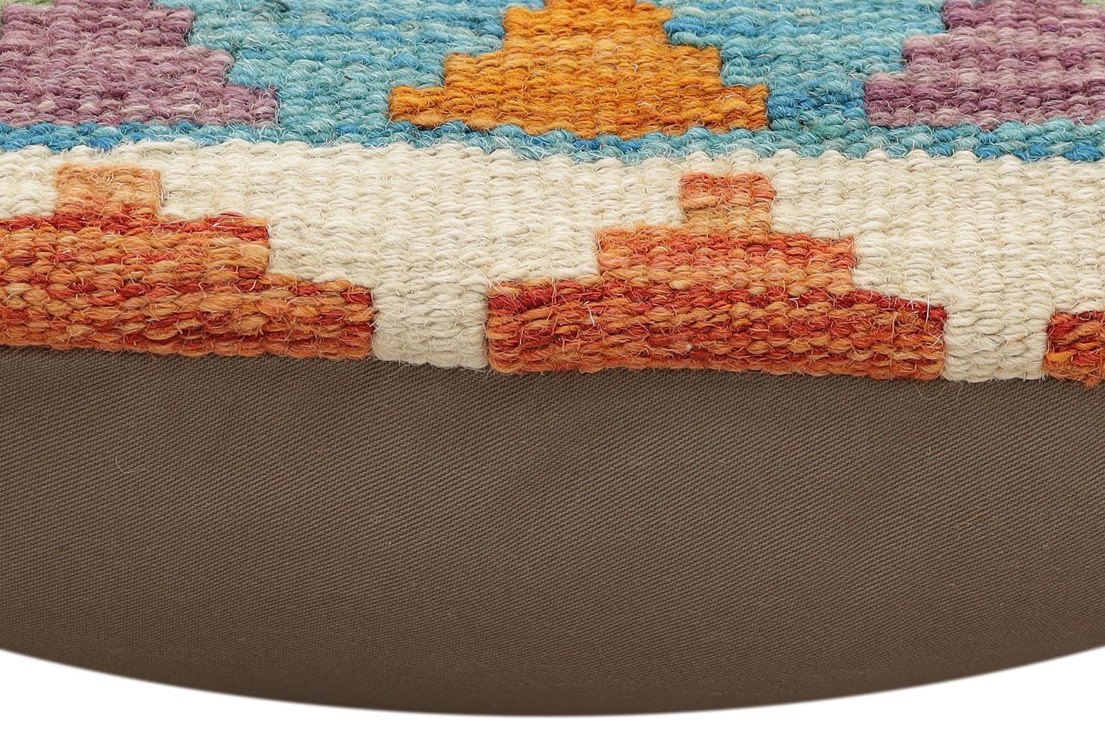handmade Traditional Pillow Rust Blue Hand-Woven SQUARE 100% WOOL Hand woven turkish pillow2 x 2