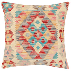 handmade Traditional Pillow Red Blue Hand-Woven SQUARE 100% WOOL Hand woven turkish pillow2 x 2