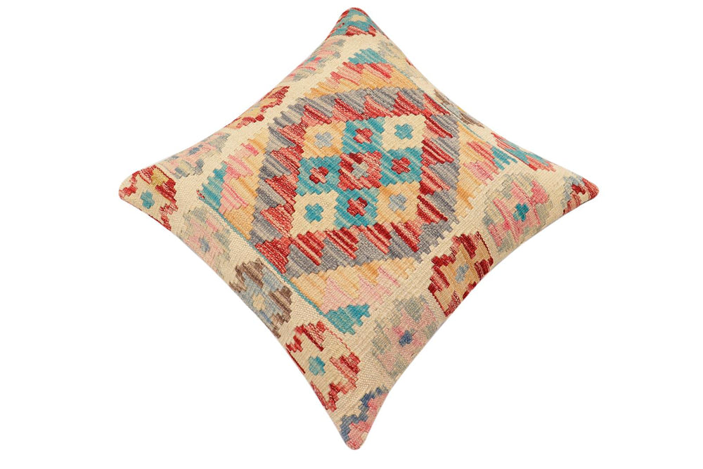 handmade Traditional Pillow Red Blue Hand-Woven SQUARE 100% WOOL Hand woven turkish pillow2 x 2