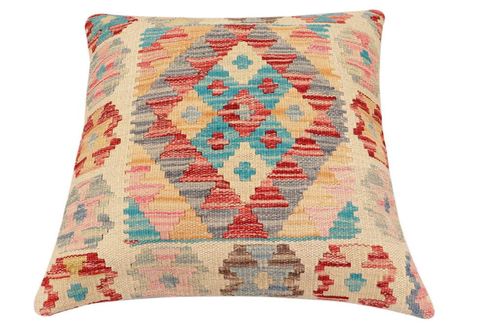handmade Traditional Pillow Red Blue Hand-Woven SQUARE 100% WOOL Hand woven turkish pillow2 x 2