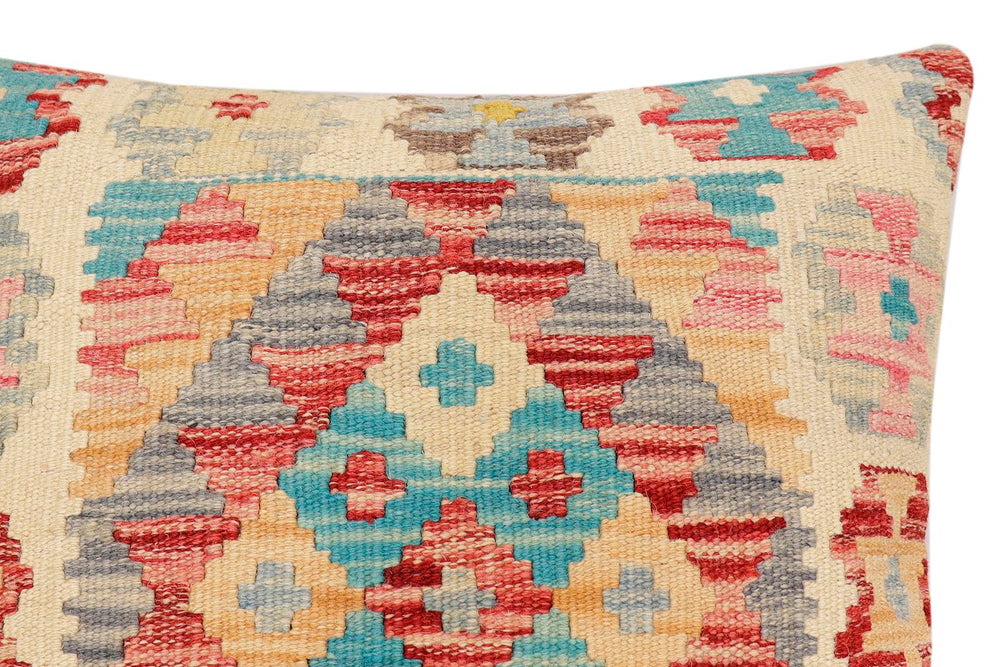 handmade Traditional Pillow Red Blue Hand-Woven SQUARE 100% WOOL Hand woven turkish pillow2 x 2