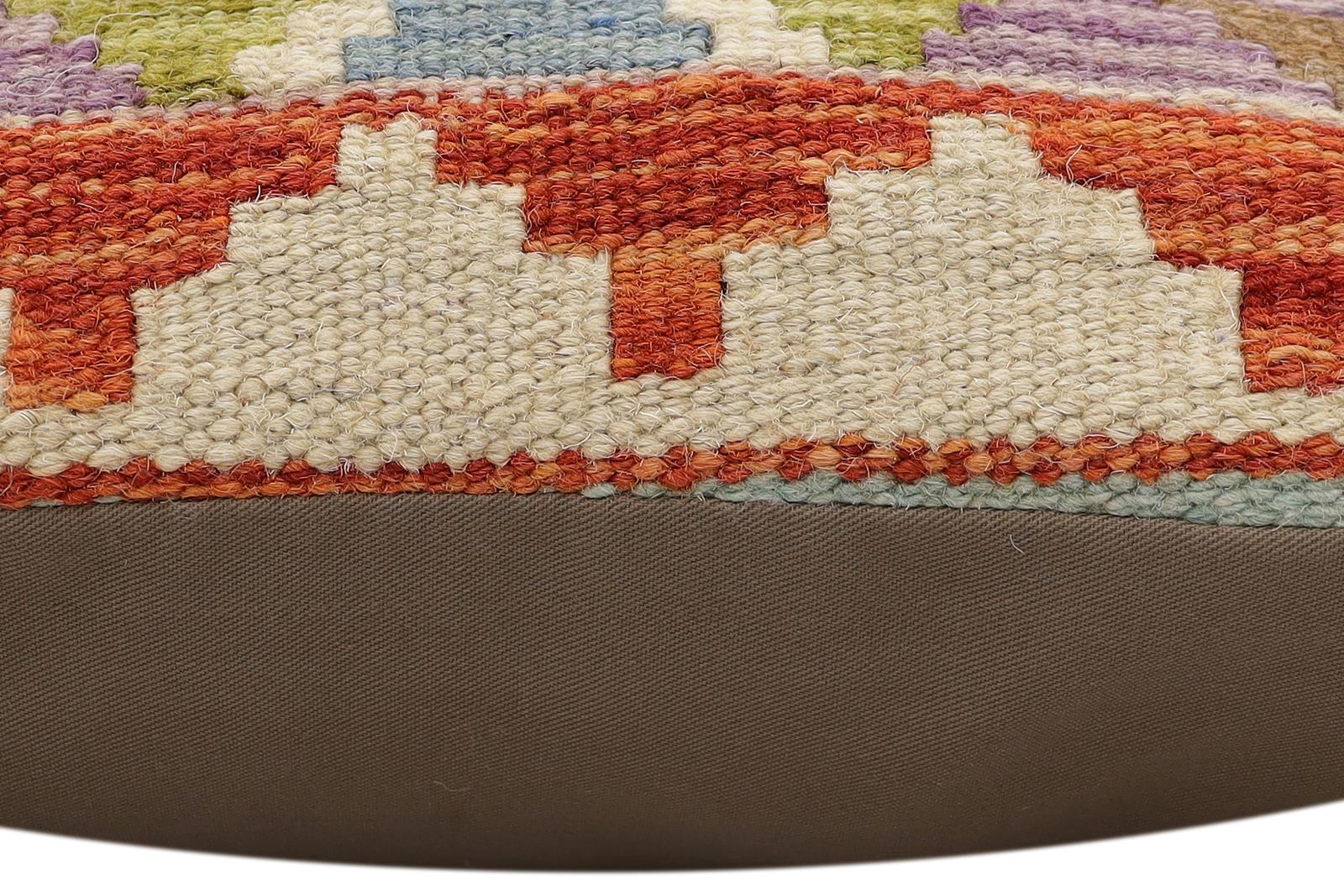 handmade Traditional Pillow Rust Blue Hand-Woven SQUARE 100% WOOL Hand woven turkish pillow2 x 2