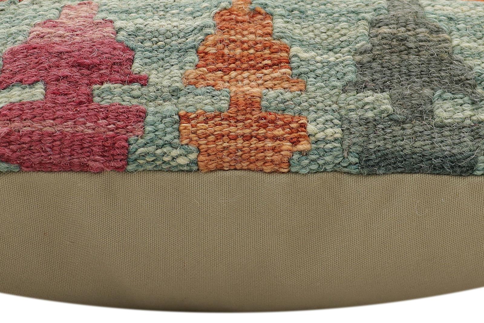 handmade Traditional Pillow Rust Blue Hand-Woven SQUARE 100% WOOL Hand woven turkish pillow2 x 2