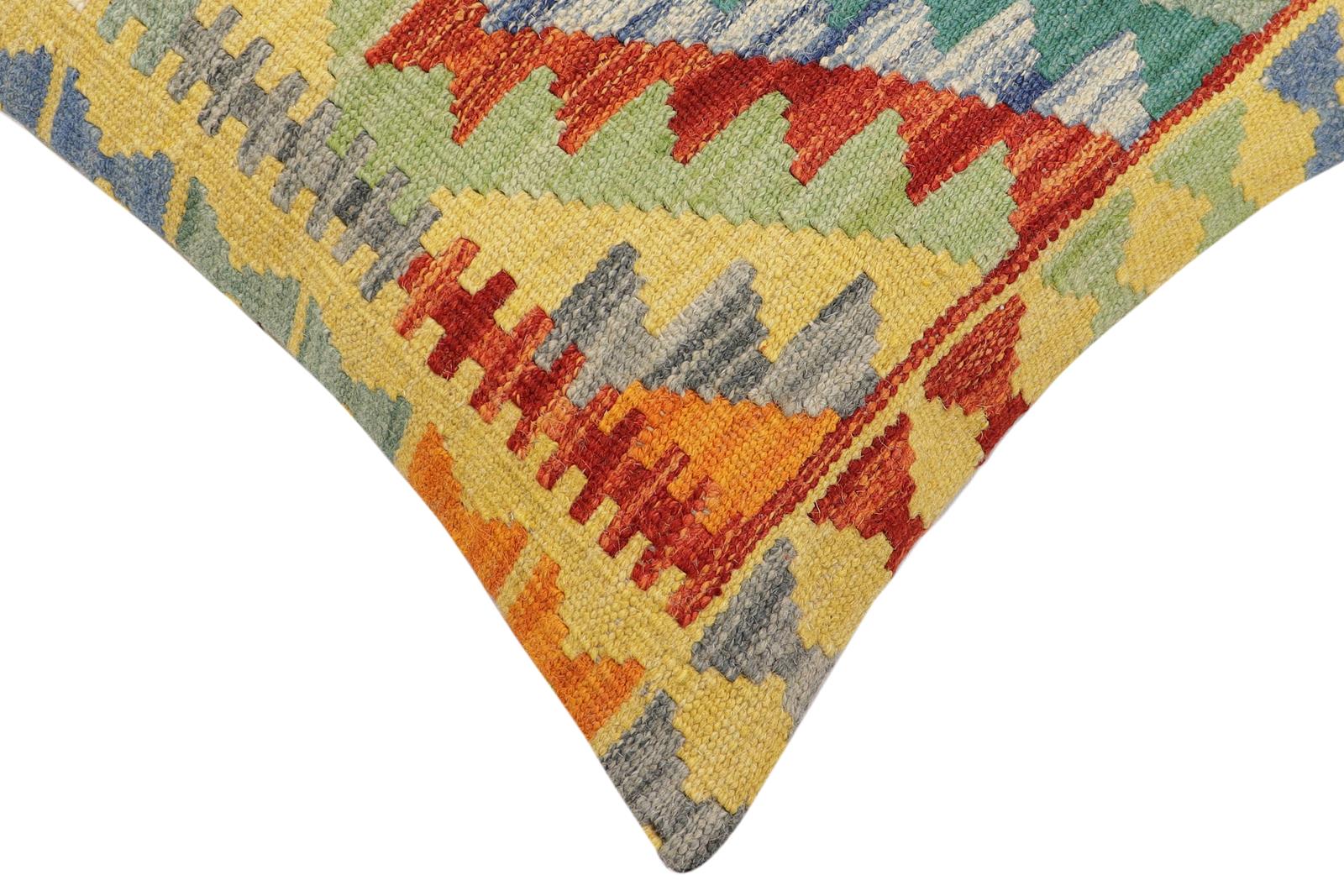 handmade Traditional Pillow Rust Blue Hand-Woven SQUARE 100% WOOL Hand woven turkish pillow2 x 2