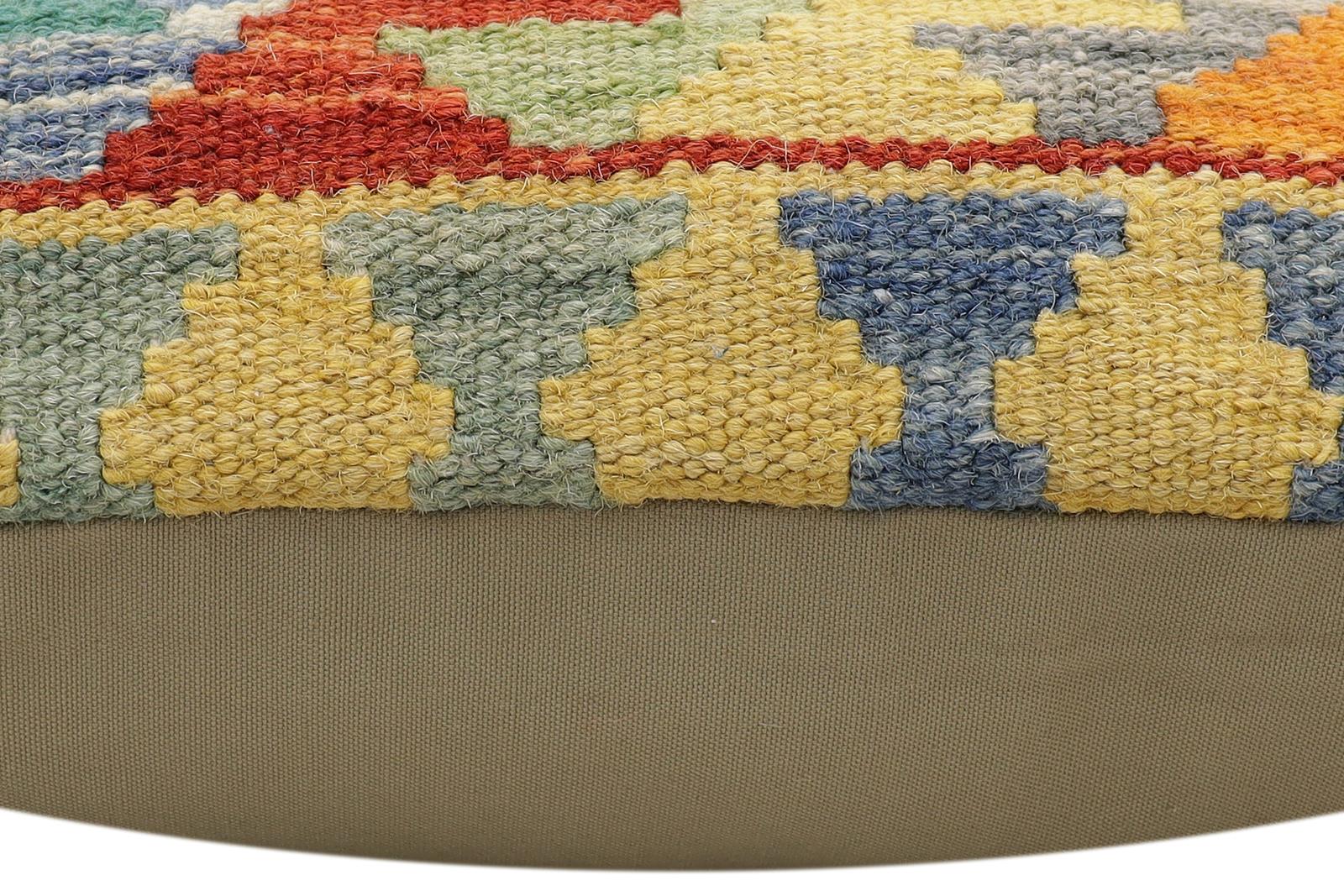 handmade Traditional Pillow Rust Blue Hand-Woven SQUARE 100% WOOL Hand woven turkish pillow2 x 2
