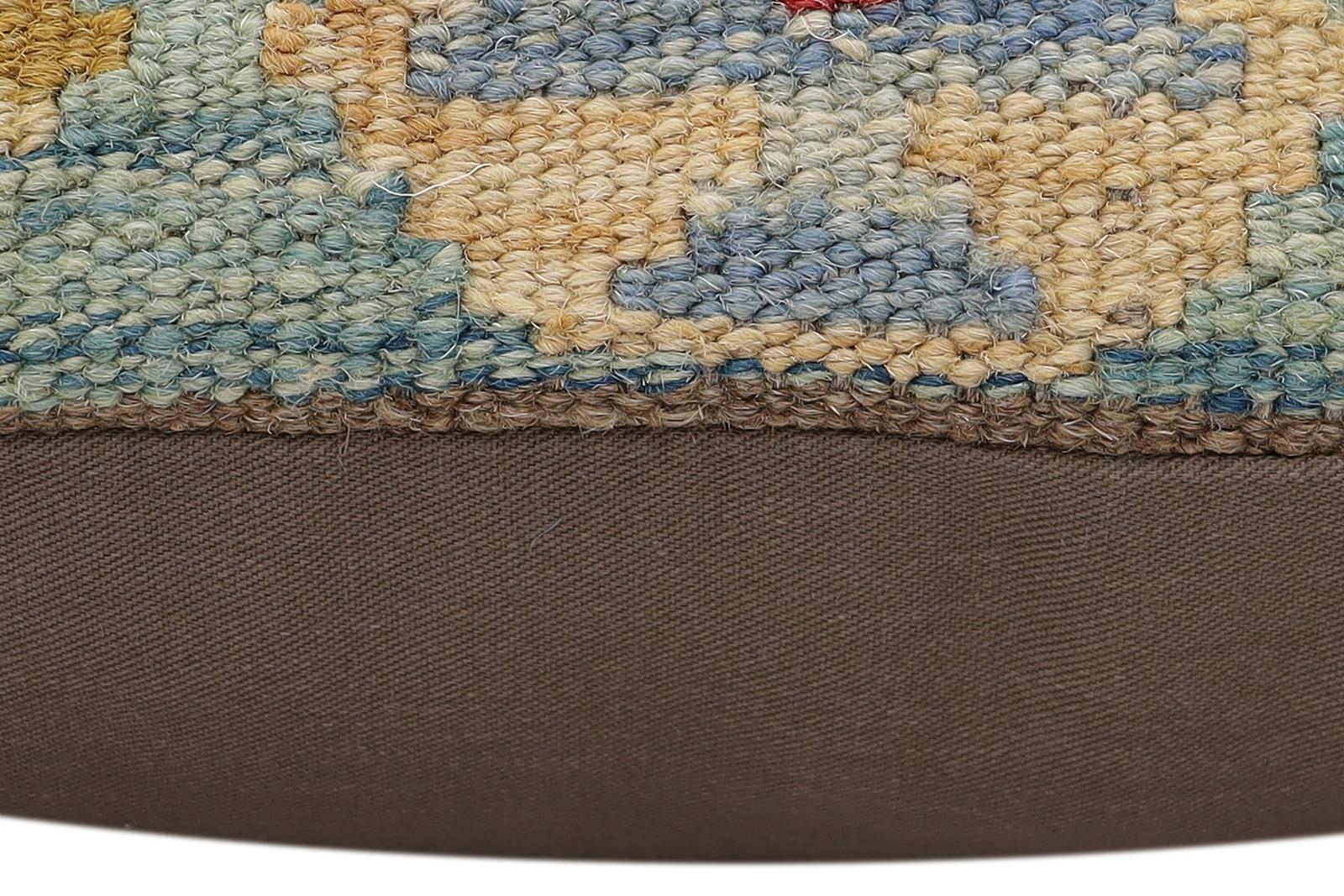 handmade Traditional Pillow Blue Red Hand-Woven SQUARE 100% WOOL  Hand woven turkish pillow  2 x 2