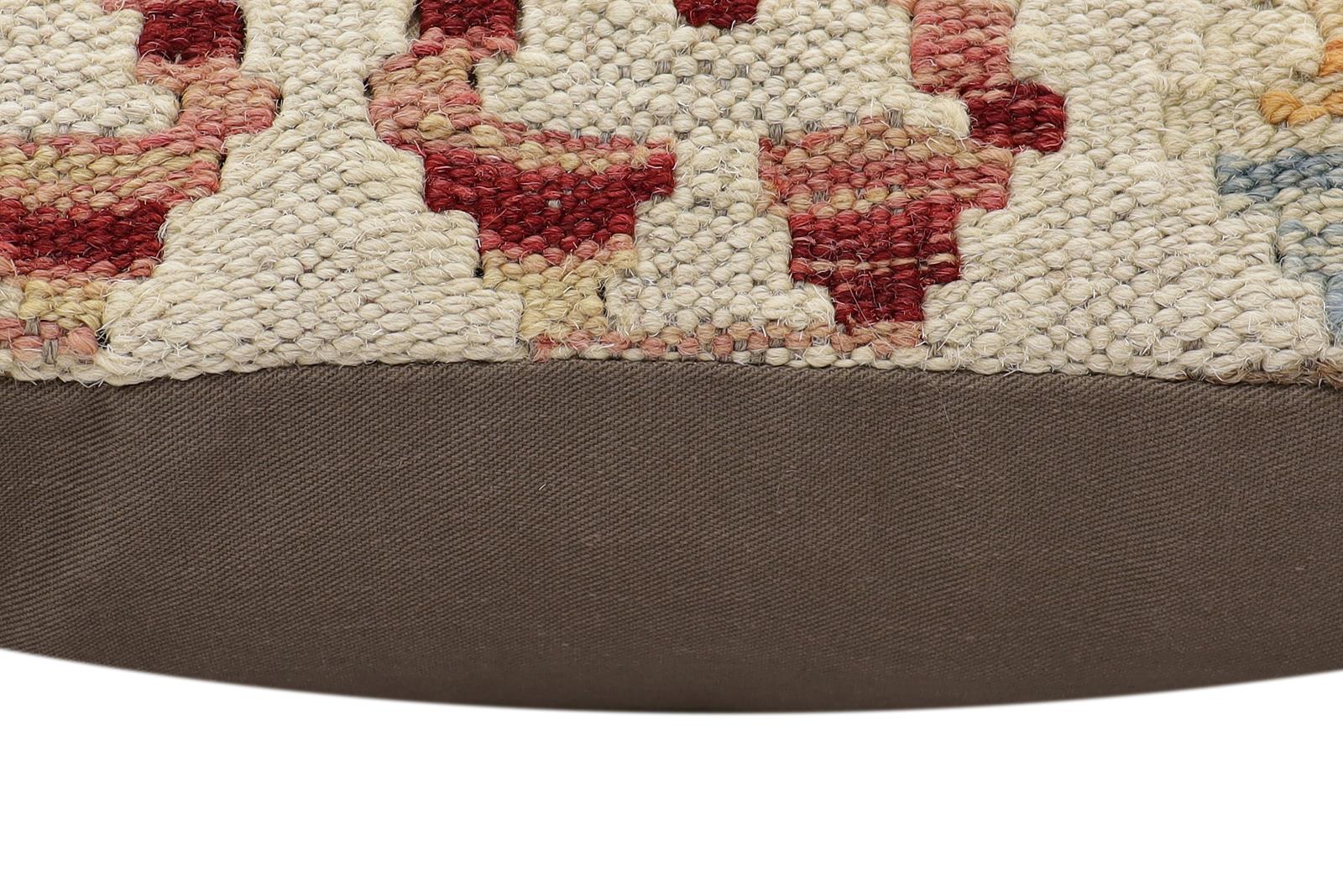 handmade Traditional Pillow Red Beige Hand-Woven SQUARE 100% WOOL  Hand woven turkish pillow  2 x 2