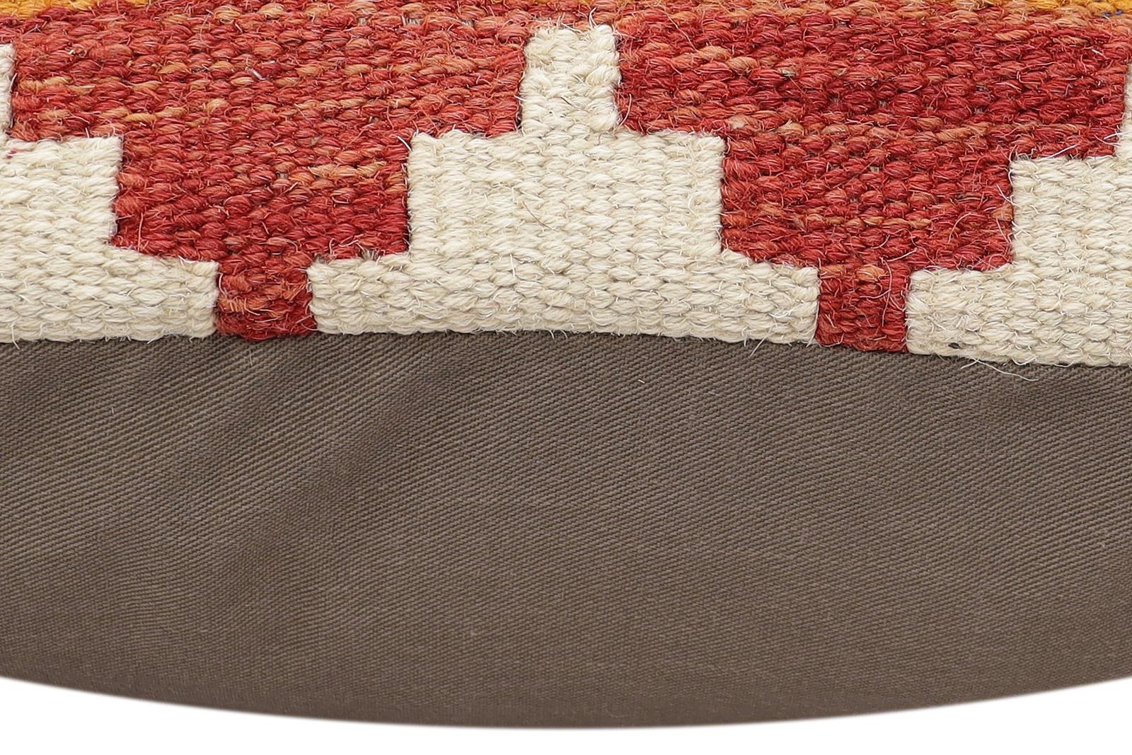 handmade Traditional Pillow Rust Blue Hand-Woven SQUARE 100% WOOL Hand woven turkish pillow2 x 2