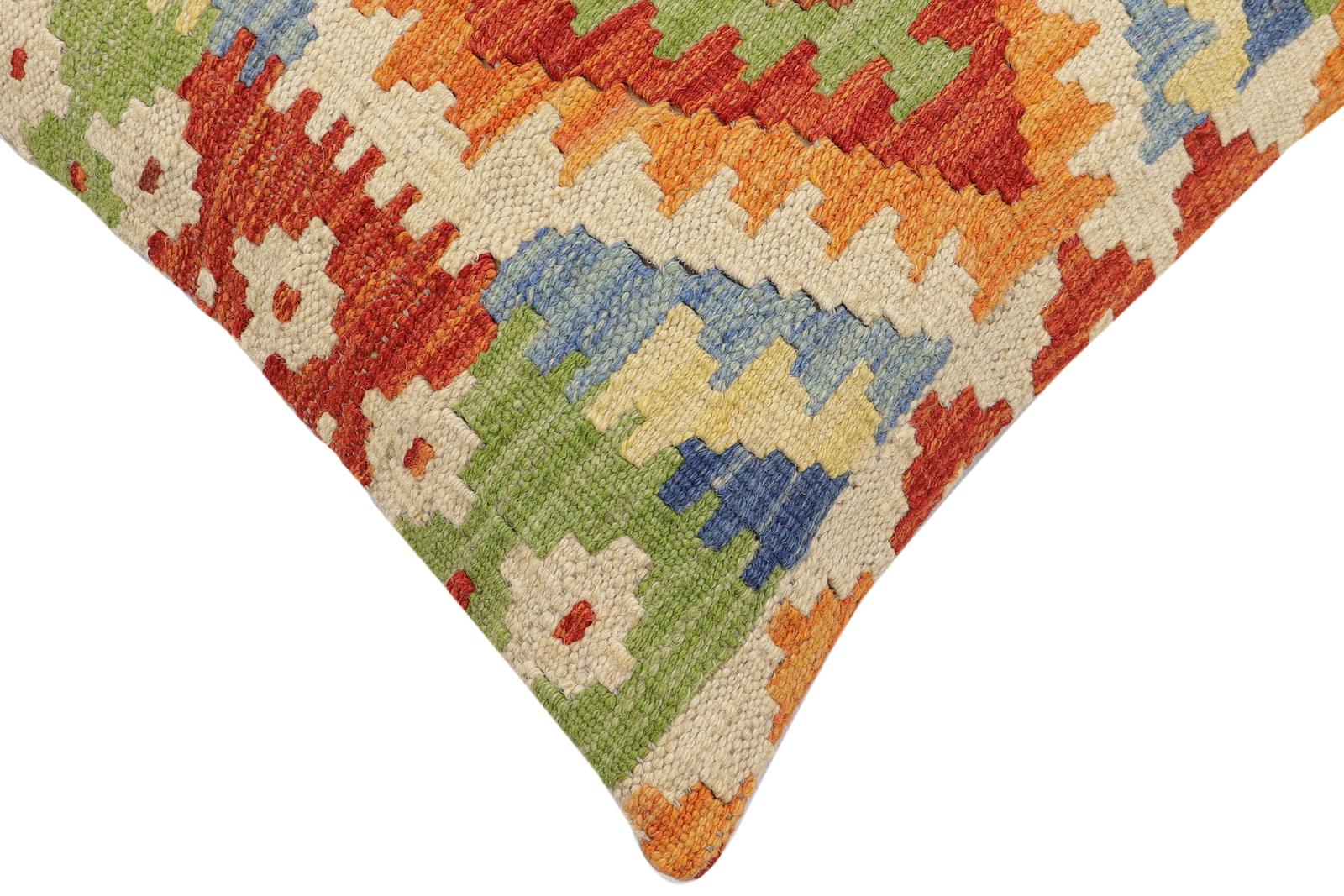 handmade Traditional Pillow Rust Blue Hand-Woven SQUARE 100% WOOL Hand woven turkish pillow2 x 2