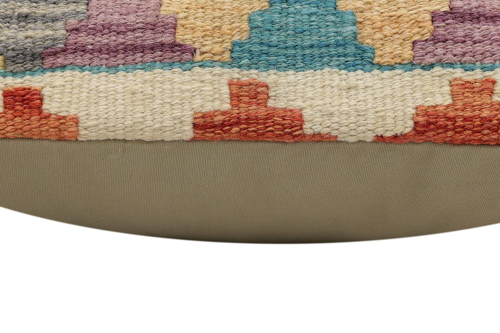 handmade Traditional Pillow Rust Blue Hand-Woven SQUARE 100% WOOL Hand woven turkish pillow2 x 2