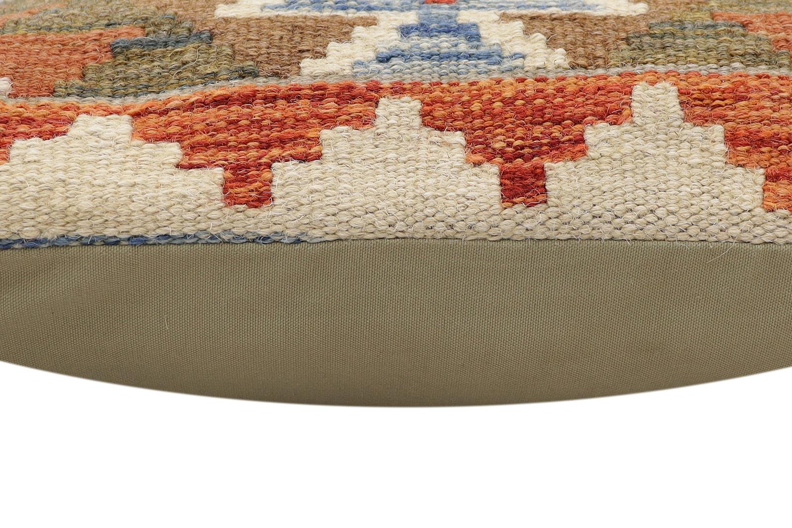 handmade Traditional Pillow Rust Blue Hand-Woven SQUARE 100% WOOL Hand woven turkish pillow2 x 2