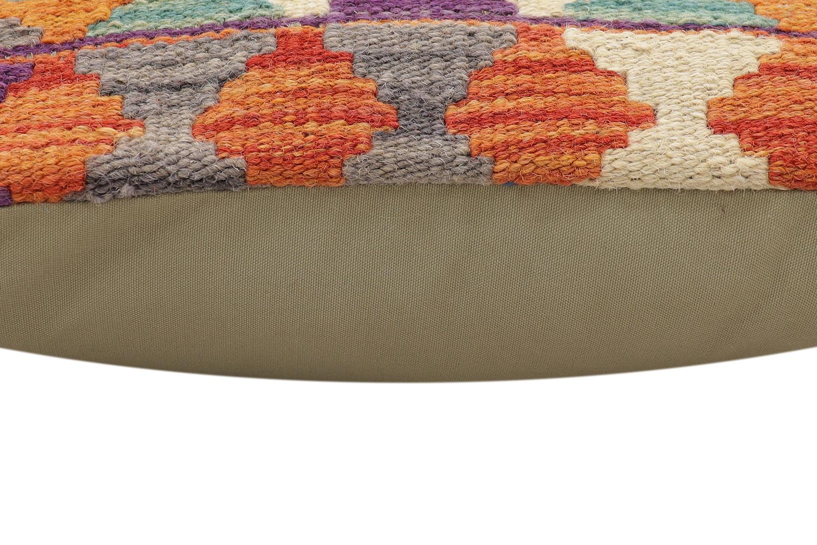 handmade Traditional Pillow Rust Blue Hand-Woven SQUARE 100% WOOL Hand woven turkish pillow2 x 2