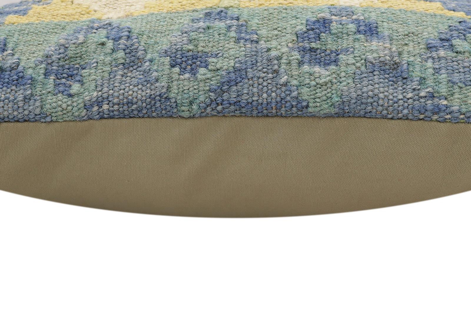 handmade Traditional Pillow Blue Red Hand-Woven SQUARE 100% WOOL Hand woven turkish pillow2 x 2