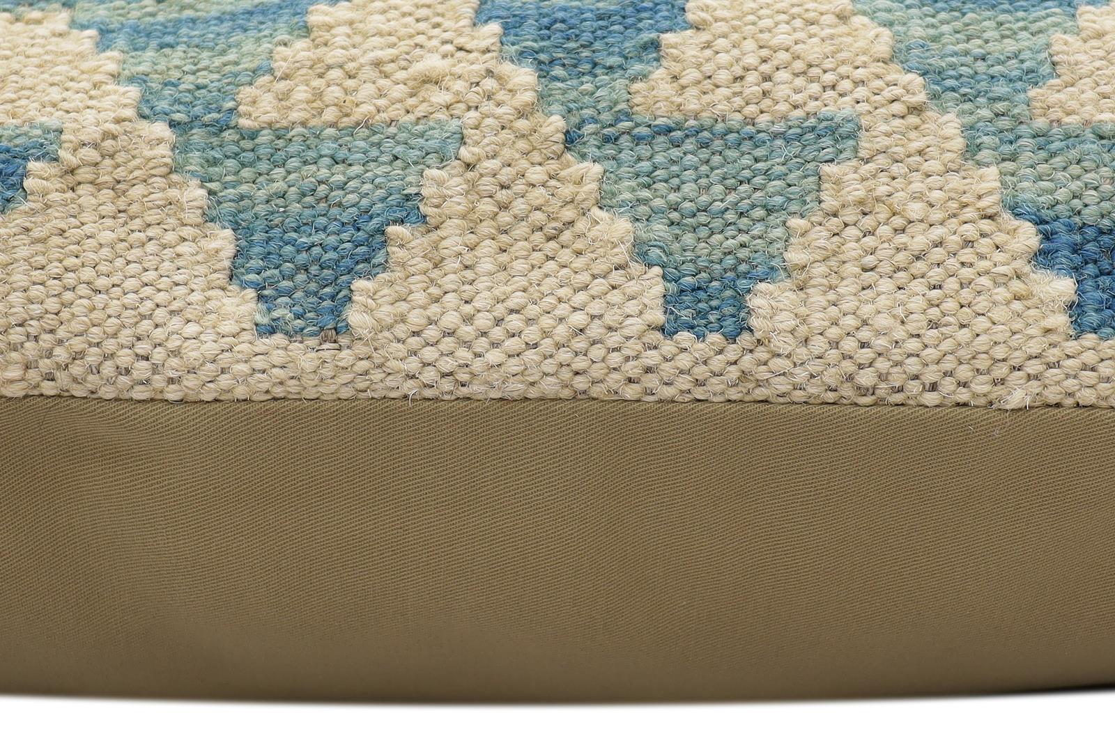 handmade Traditional Pillow Blue Red Hand-Woven SQUARE 100% WOOL Hand woven turkish pillow2 x 2