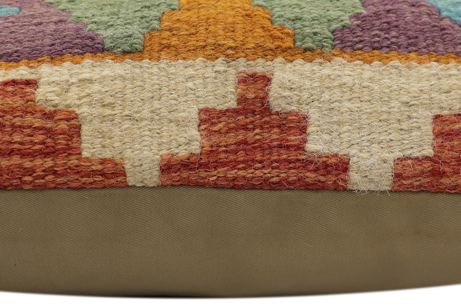 handmade Traditional Pillow Rust Blue Hand-Woven SQUARE 100% WOOL Hand woven turkish pillow2 x 2