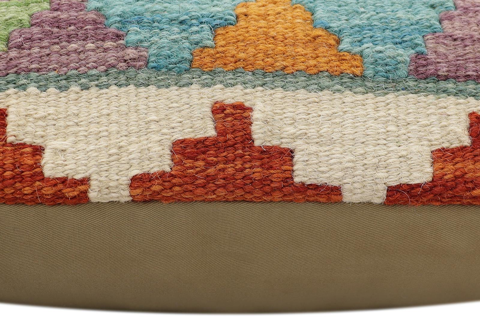 handmade Traditional Pillow Rust Blue Hand-Woven SQUARE 100% WOOL Hand woven turkish pillow2 x 2