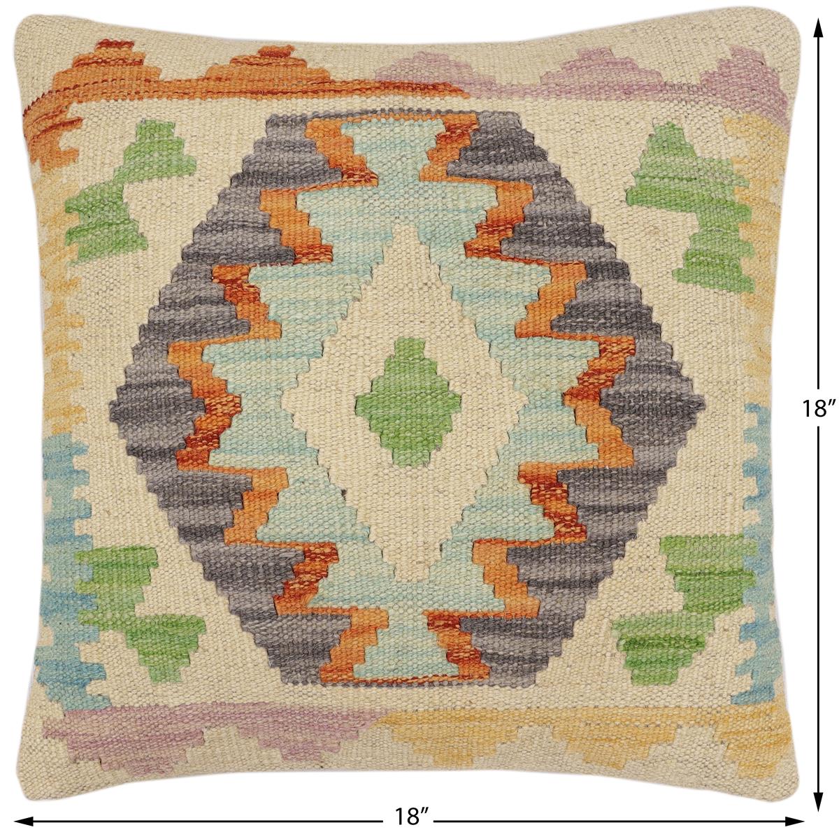 handmade Traditional Pillow Rust Blue Hand-Woven SQUARE 100% WOOL Hand woven turkish pillow2 x 2