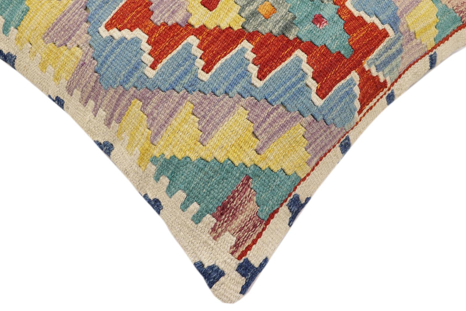 handmade Traditional Pillow Rust Blue Hand-Woven SQUARE 100% WOOL Hand woven turkish pillow2 x 2