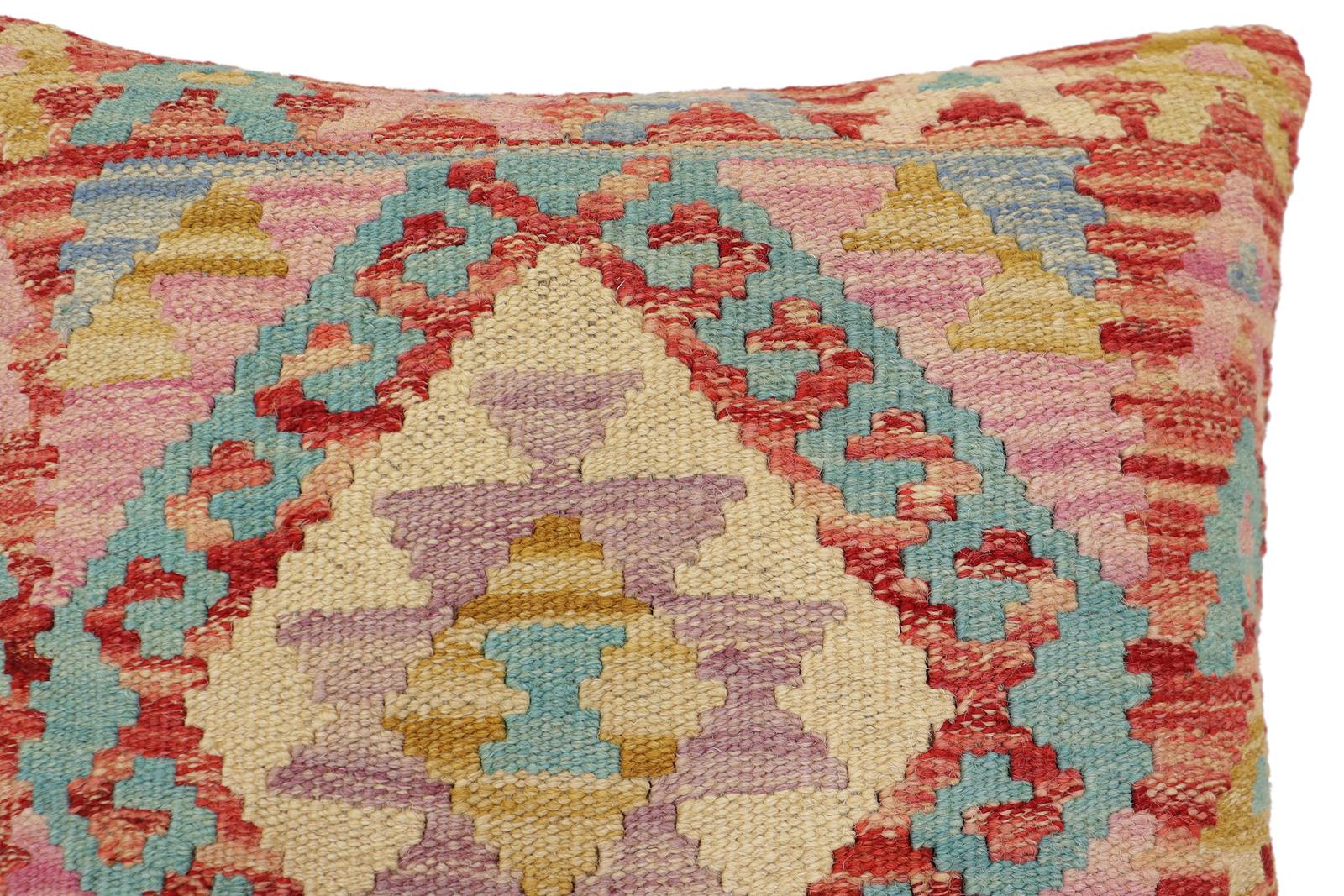 handmade Traditional Pillow Red Blue Hand-Woven SQUARE 100% WOOL Hand woven turkish pillow2 x 2