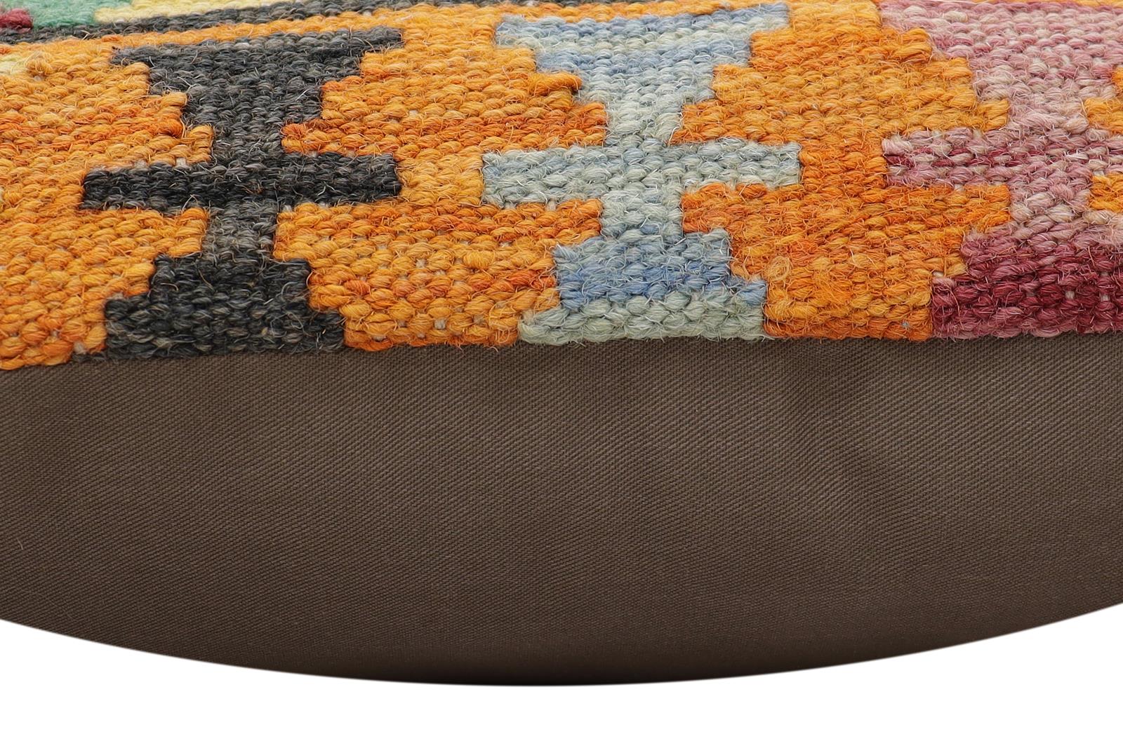handmade Traditional Pillow Rust Blue Hand-Woven SQUARE 100% WOOL Hand woven turkish pillow2 x 2