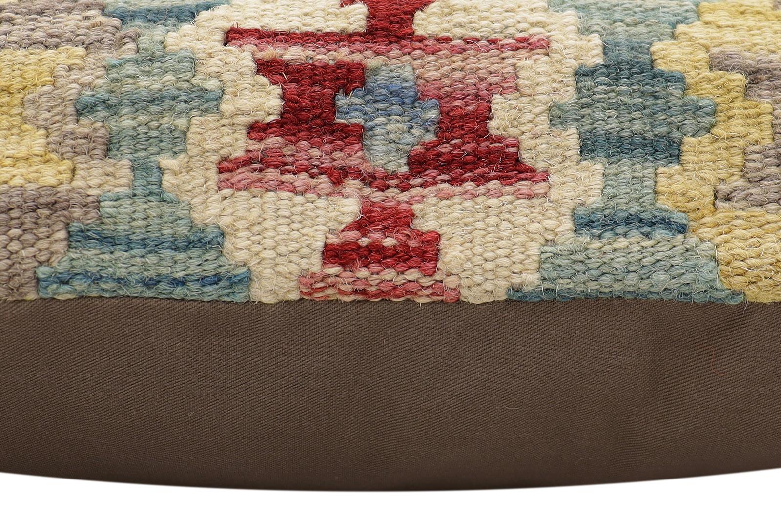 handmade Traditional Pillow Red Blue Hand-Woven SQUARE 100% WOOL Hand woven turkish pillow2 x 2