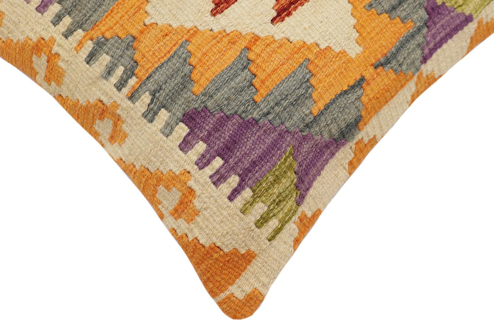 handmade Traditional Pillow Rust Gray Hand-Woven SQUARE 100% WOOL Hand woven turkish pillow2 x 2