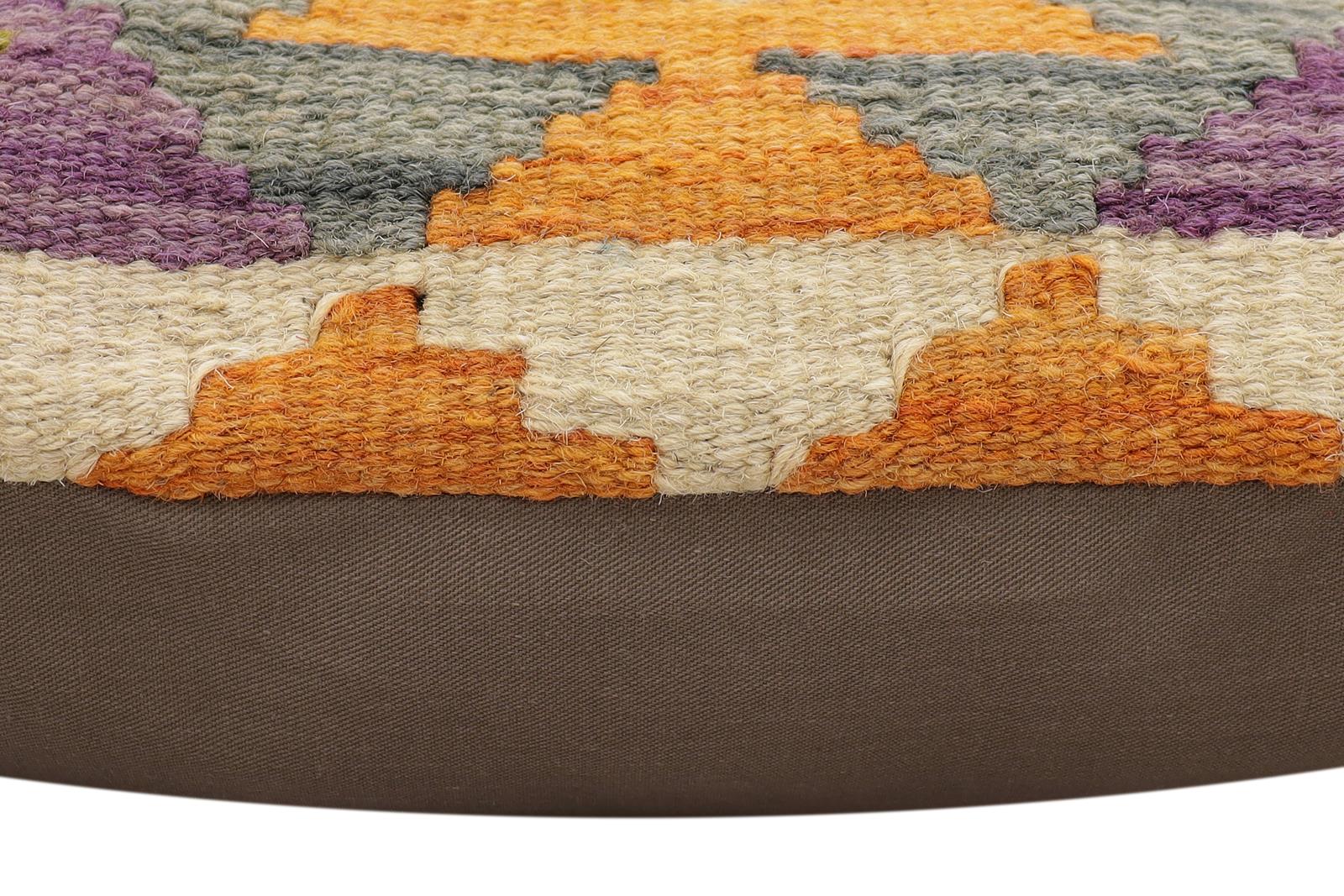 handmade Traditional Pillow Rust Gray Hand-Woven SQUARE 100% WOOL Hand woven turkish pillow2 x 2