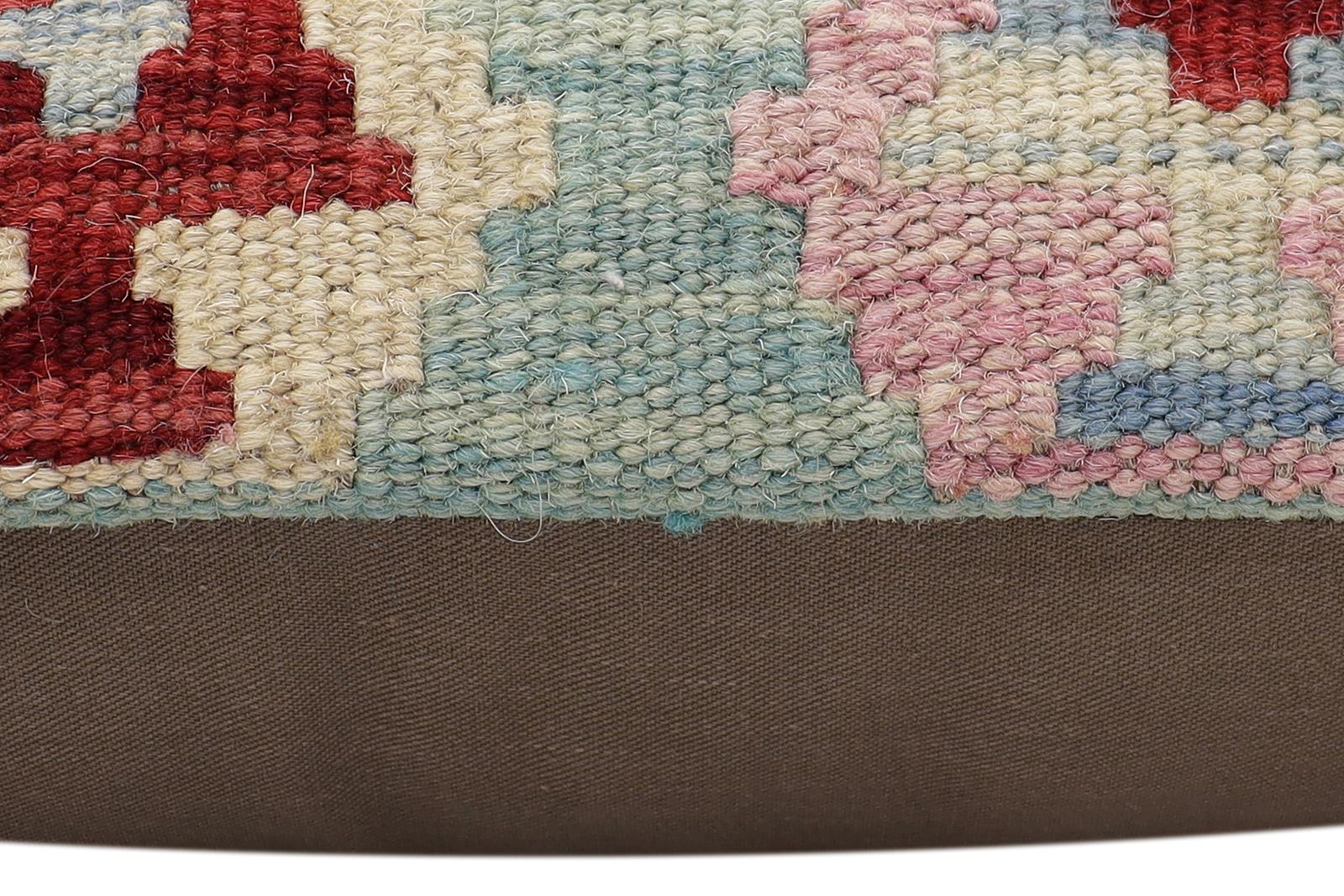 handmade Traditional Pillow Red Blue Hand-Woven SQUARE 100% WOOL Hand woven turkish pillow2 x 2
